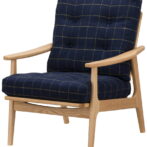 マルニ60 オークフレーム ハイバックアームチェア 1シーター 1人掛け シングル ソファ 布地 M-02 リボン ブルー