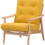 マルニ60 オークフレーム ハイバックアームチェア 1シーター 1人掛け シングル ソファ 布地 M-02 帆布 マスタード