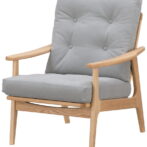 マルニ60 オークフレーム ハイバックアームチェア 1シーター 1人掛け シングル ソファ 布地 M-02 帆布 ライトグレー