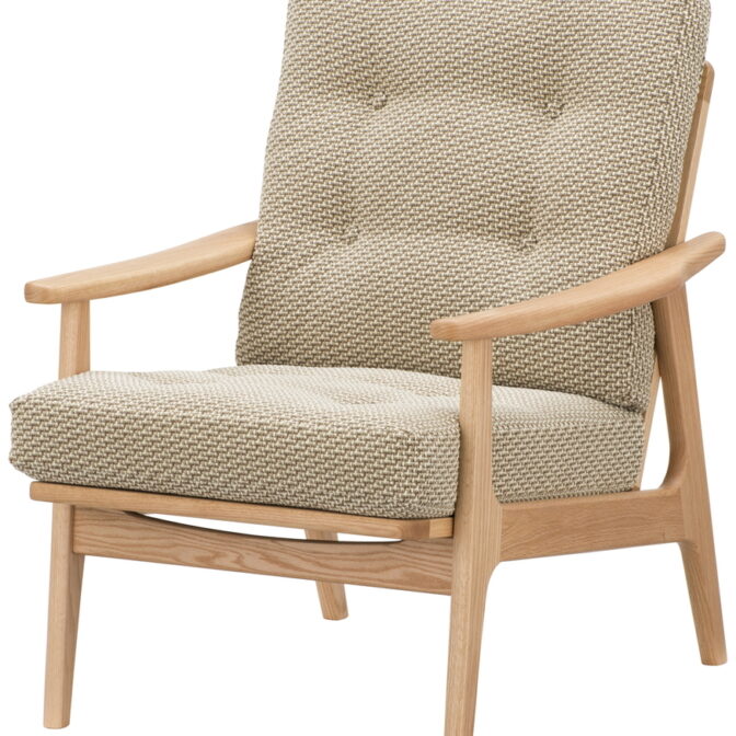 マルニ60 オークフレーム ハイバックアームチェア 1シーター 1人掛け シングル ソファ 布地 M-01 シュプールベージュ