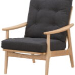 マルニ60 オークフレーム ハイバックアームチェア 1シーター 1人掛け シングル ソファ 布地 M-01 コーストダークグレー