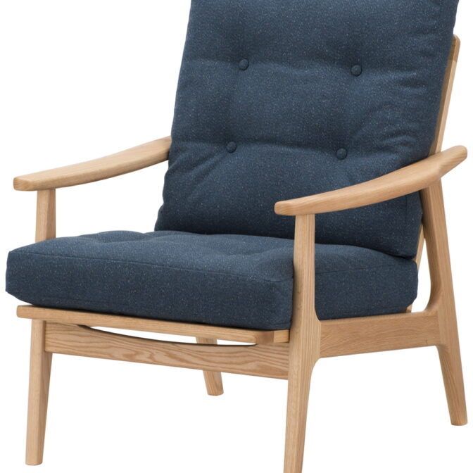 マルニ60 オークフレーム ハイバックアームチェア 1シーター 1人掛け シングル ソファ 布地 M-01 コーストピーコック