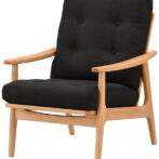 マルニ60 オークフレーム ハイバックアームチェア 1シーター 1人掛け シングル ソファ 布地 M-02 バリ ブラック