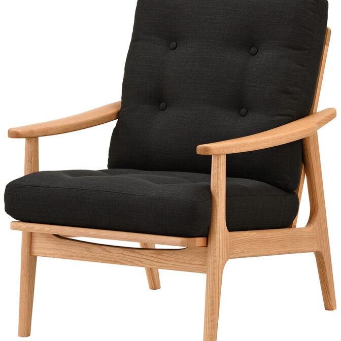 マルニ60 オークフレーム ハイバックアームチェア 1シーター 1人掛け シングル ソファ 布地 M-02 バリ ブラック
