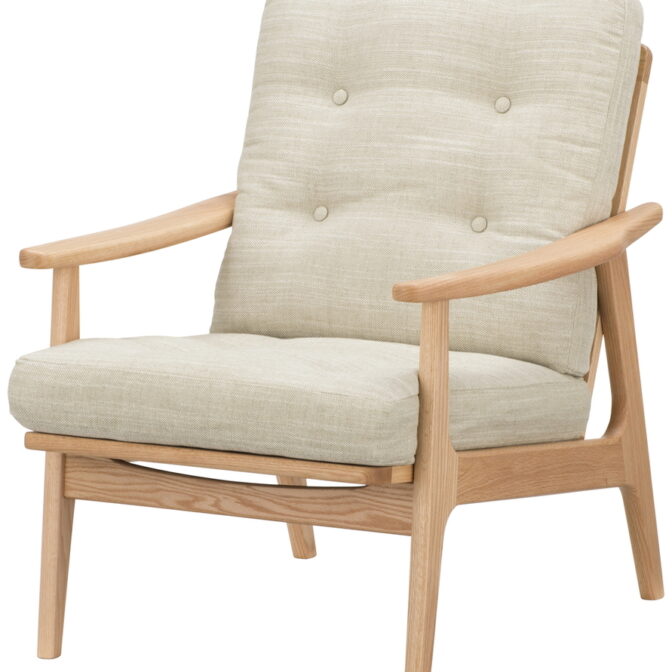 マルニ60 オークフレーム ハイバックアームチェア 1シーター 1人掛け シングル ソファ 布地 M-02 バリ アイボリー