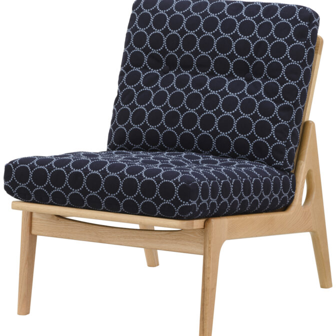 マルニ60 maruni60 オーク フレーム 肘無し アームレスチェア 1シーター 1人掛け シングル ソファ 布地 ミナペルホネン タンバリン M-05 インディゴ