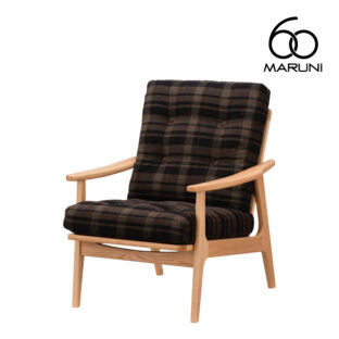 マルニ60+ マルニロクマルプラス オークフレーム ハイバック アームチェア 1シーター 1人掛け シングル ソファ 布地 M-01 ガルボ（グレー）