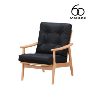 マルニ60+ マルニロクマルプラス オークフレーム ハイバック アームチェア 1シーター 1人掛け シングル ソファ ゼラコート ビニールレザー ブラック 黒