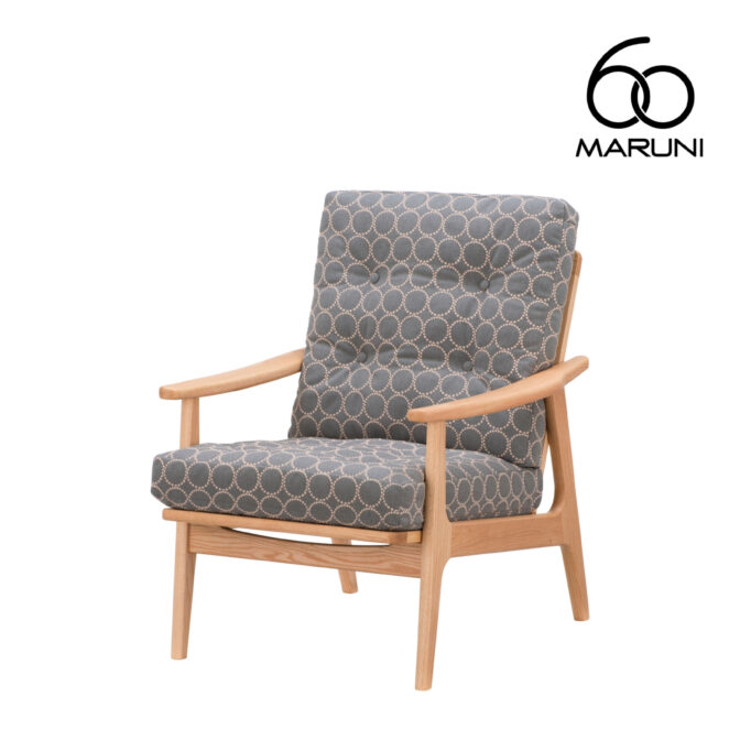 マルニ60+ マルニロクマルプラス オークフレーム ハイバック アームチェア 1シーター 1人掛け シングル ソファ 布地 ミナペルホネン タンバリン グレー #7679