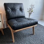 マルニ60 オークフレーム アームレスチェア 1シーター 1人掛けソファ ゼラコート ブラック 合成皮革 ビニールレザー ブラック 黒