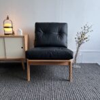 マルニ60 オークフレーム アームレスチェア 1シーター 1人掛けソファ ゼラコート ブラック 合成皮革 ビニールレザー ブラック 黒