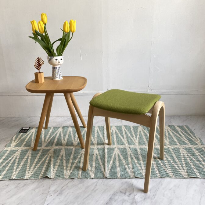 秋田木工 スツール スタッキングスツール 剣持勇 NO.202 ブナ材 ナチュラル色 座面/布地グリーン（A-20） 曲木家具