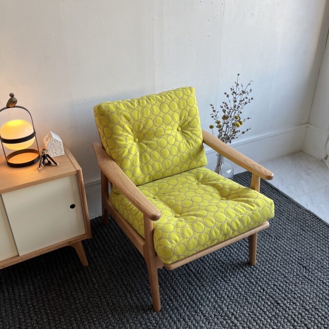 マルニ60 オークフレームチェア 1シーター 1人掛け M-05 布地 ミナペルホネン タンバリン イエロー #7677