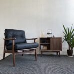 マルニ60 ウォルナットフレーム アームチェア 1シーター 1人掛け シングル ソファ ゼラコート ブラック 黒 合成皮革