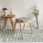 秋田木工 スツール スタッキングスツール 剣持勇 NO.202 ブナ材 ナチュラル色 座面/布地グレー(A-16) 曲木家具