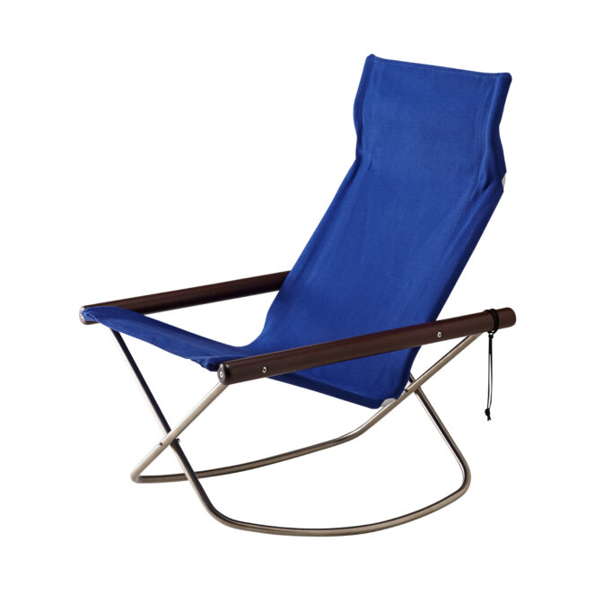 ニーチェアエックス ロッキング ブルー/布地 ダークブラウン/肘 NychairX NY-110 折り畳みチェア ロッキングチェア アウトドアチェア