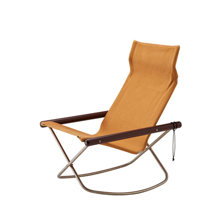 ニーチェアエックス ロッキング キャメル/布地 ダークブラウン/肘 NychairX NY-128 折り畳みチェア ロッキングチェア アウトドアチェア
