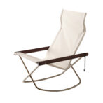 ニーチェアエックス ロッキング ホワイト/布地 ダークブラウン/肘 NychairX NY-112 折り畳みチェア ロッキングチェア アウトドアチェア