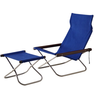 NychairX ニーチェアX ニーチェアエックス オットマン セット ブルー/布地 ダークブラウン/肘 NychairX NY-104 折り畳みチェア パーソナルチェア