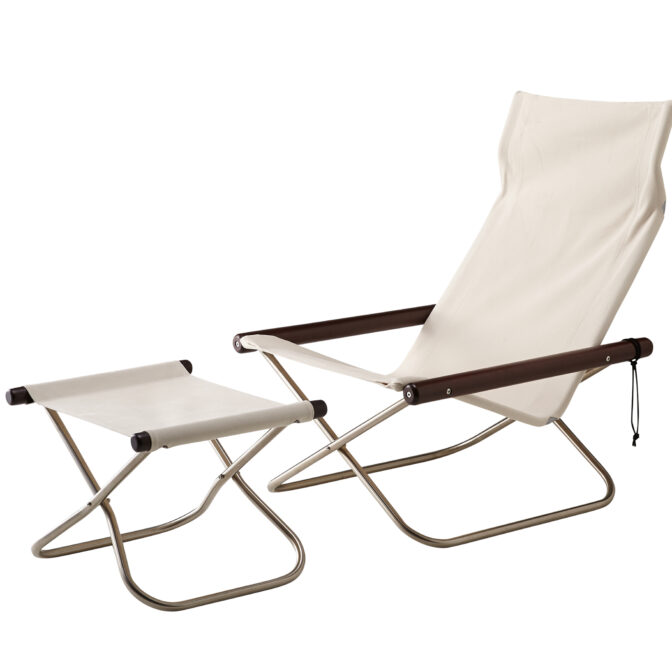 ニーチェアエックス オットマン セット ホワイト/布地 ダークブラウン/肘 NychairX NY-106 折り畳みチェア アウトドアチェア