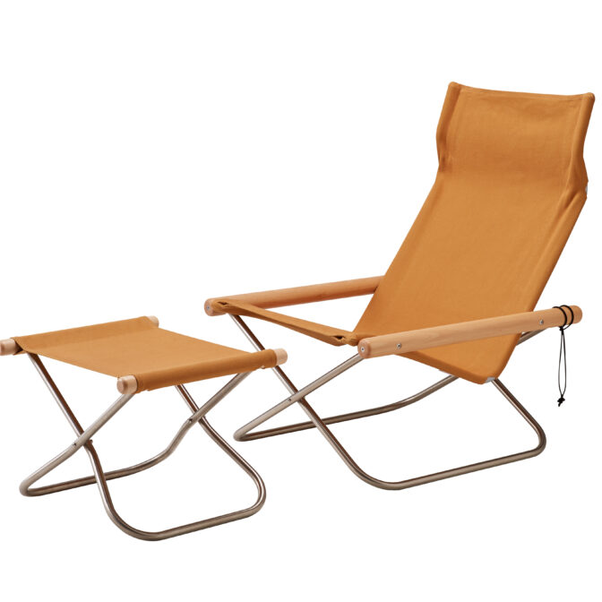 ニーチェアエックス オットマン セット キャメル/布地 ナチュラル/肘 NychairX NY-125 折り畳みチェア アウトドアチェア