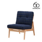 マルニ60 オークフレーム アームレスチェア 1シーター 1人掛けソファ 布地 リボン（ブルー）