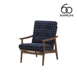 ミナペルホネン マルニ60+ ウォルナットフレーム ハイバック アームチェア 1シーター 1人掛け シングル ソファ 布地 タンバリン インディゴ #7684