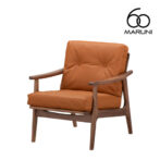 マルニ60 マルニロクマル ウォルナットフレーム アームチェア 1シーター 1人掛け シングル ソファ ゼラコート ブラウン 茶 合成皮革