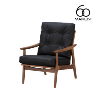 マルニ60+ マルニロクマルプラス ウォルナットフレーム ハイバック アームチェア 1シーター 1人掛け シングル ソファ ゼラコート ビニールレザー ブラック 黒