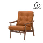 マルニ60+ マルニロクマルプラス ウォルナットフレーム ハイバック アームチェア 1シーター 1人掛け シングル ソファ ゼラコート ビニールレザー ブラウン 茶