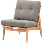 マルニ60 オークフレーム 肘無し アームレスチェア 1シーター 1人掛け シングル ソファ M-01 布地 コーストグレー