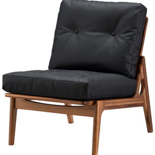 マルニ60 マルニロクマル ウォルナットフレーム アームレスチェア 1シーター 1人掛け シングル ソファ ゼラコート ブラック 合成皮革 ビニールレザー