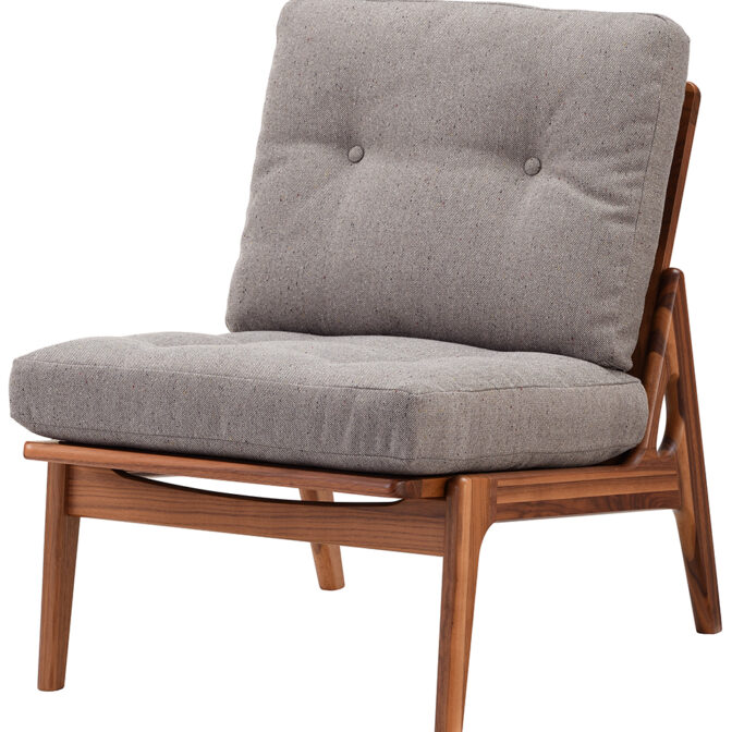 マルニ60 ウォルナットフレーム 肘無し アームレスチェア 1シーター 1人掛け シングル ソファ M-01 布地 コーストグレー