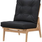 マルニ60 オークフレーム 肘無し ハイバック アームレスチェア 1シーター 1人掛け シングル ソファ ゼラコート 合成皮革 ブラック