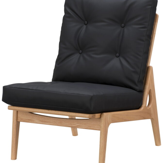 マルニ60 オークフレーム 肘無し ハイバック アームレスチェア 1シーター 1人掛け シングル ソファ ゼラコート 合成皮革 ブラック