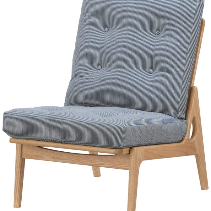 マルニ60 オークフレーム 肘無し ハイバック アームレスチェア 1シーター 1人掛け シングル ソファ 布地 M-01 ヒッコリーへリンボンライトグレー