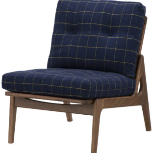 マルニ60 ウォルナットフレーム 肘無し アームレスチェア 1シーター 1人掛け シングル ソファ M-02 リボン ブルー