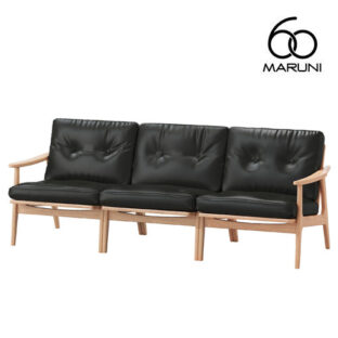 マルニ60 maruni60 マルニロクマル オーク フレームチェア ワイド 3シーター ソファ 3人掛け トリプルソファー おしゃれ かわいい オイルレザー 皮革 L-01