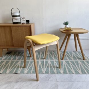 剣持勇 秋田木工 スツール スタッキングスツール NO.202 ブナ材 ナチュラル色 座面/PVCイエロー（合成皮革） 曲木家具