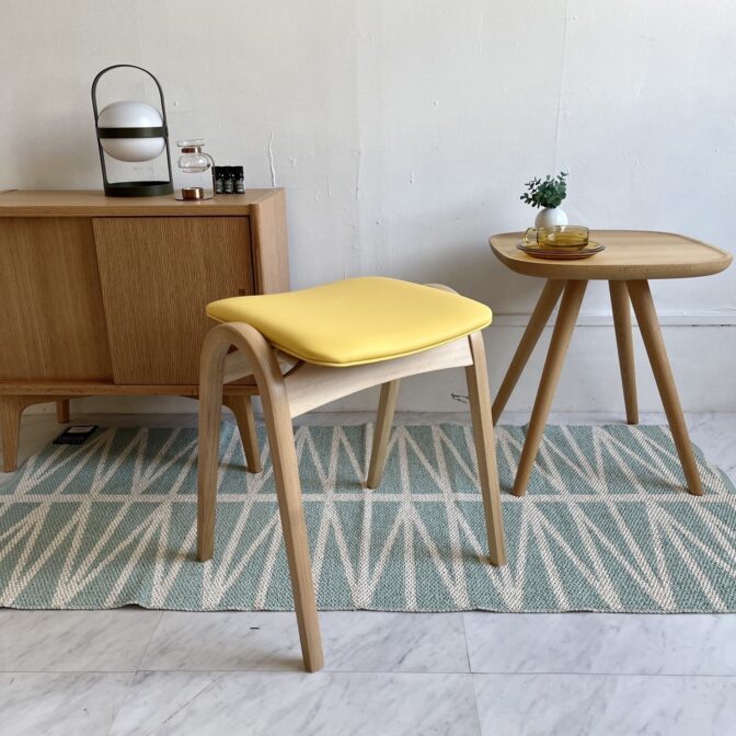 剣持勇 秋田木工 スツール スタッキングスツール NO.202 ブナ材 ナチュラル色 座面/PVCイエロー